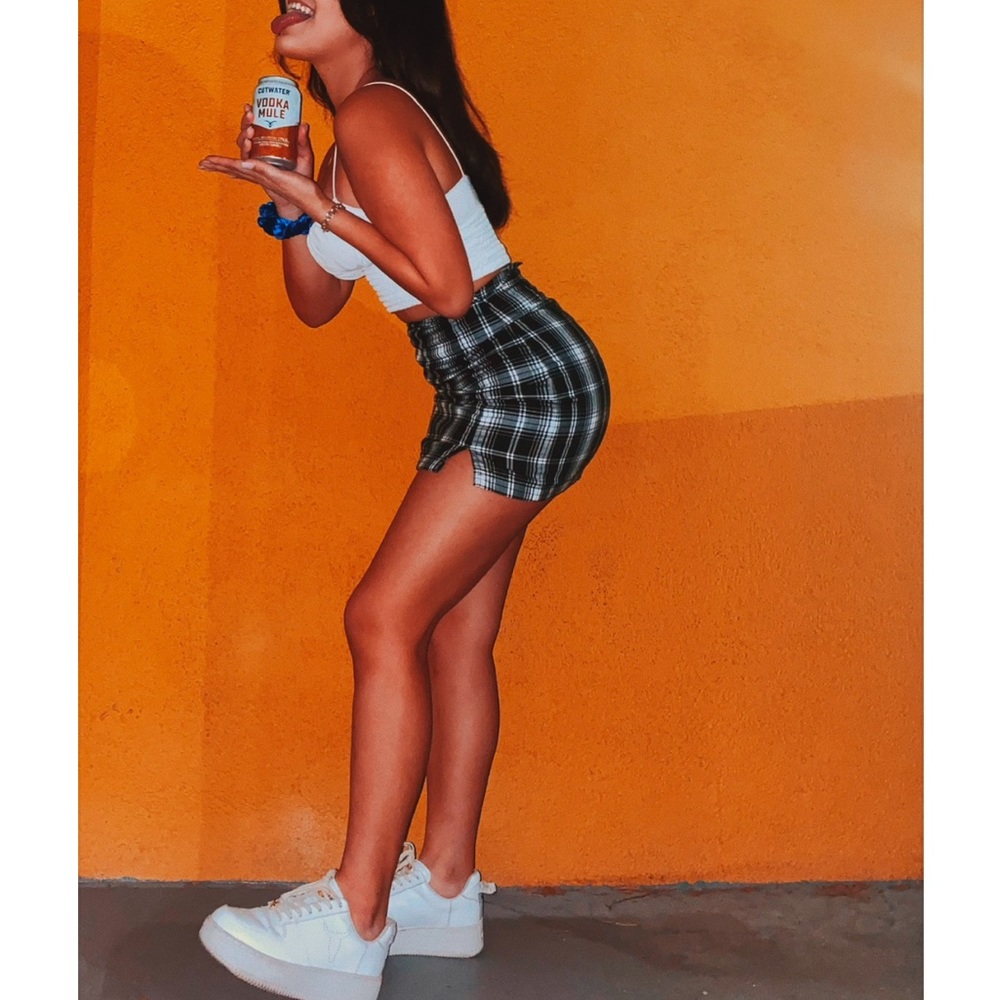 Brandy Melville Black and White Plaid Mini Skirt